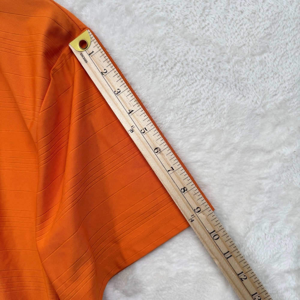U.S. Polo Assn Golf Polo Shirt Mens Large Orange Textured Stripe Short Sl - Picture 6 of 11